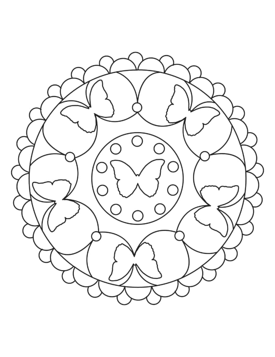 Butterfly Simple Mandala For Kids Coloring Pdf Free Vectors